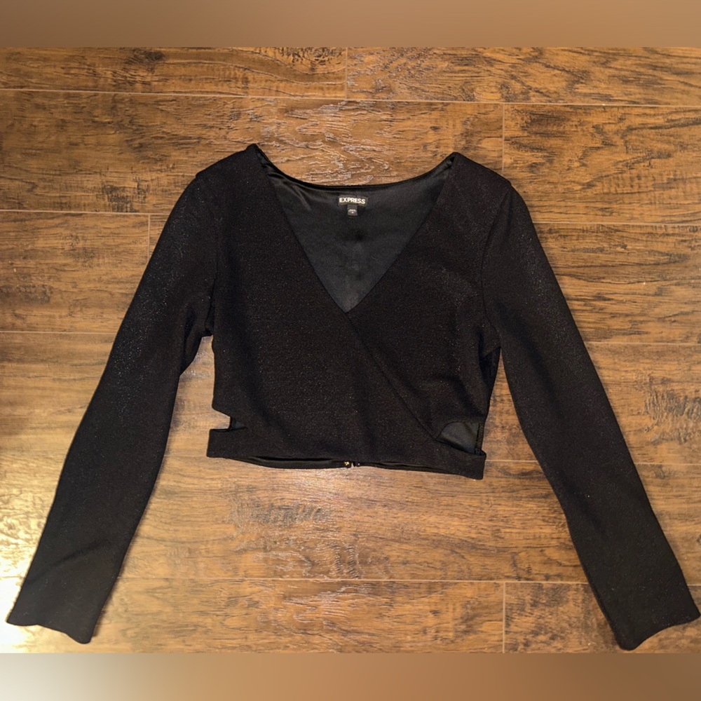 Express- black long sleeved crop top